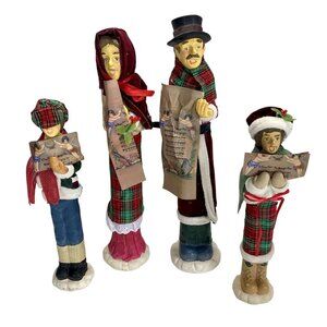Victorian Christmas Caroler Figurines Set of 4 Handcrafted Holiday Décor